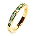 Round Brilliant Diamond Alternating with Round Brilliant Emeralds Channel Set Half Circle Wedding Band or Stacking Ring, 18k Yellow Gold, Ring Size 6.5 (T.w 0.45)