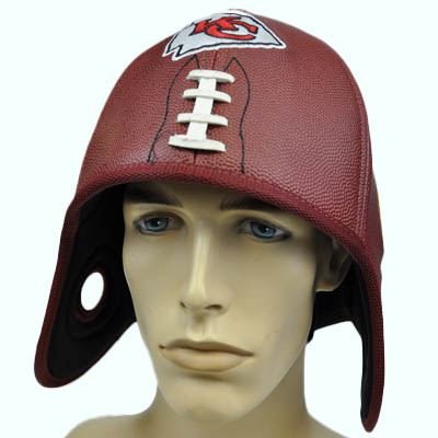 NFL Kansas City Chiefs Reebok Football Shaped Faux Leather Helmet Head Hat Cap