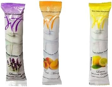 Moist Cotton Towel Pack of 3 [ Lavender , Peach - Mango , Lemon ]