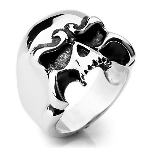 Men's Large Stainless Steel Ring Silver Skull Gothic Biker Size12
