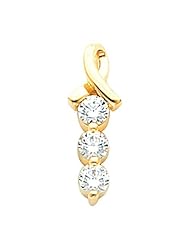 14K Yellow Gold Diamond Three-Stone Pendant - 0.75 Ct. -- LIFETIME WARRANTY
