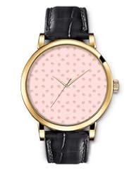 SPRAWL Aanalog Fashion Series Gold Ladies Watches of Genuine Black Leather Strap,Unique Wrist Watch for Women Girls Designed with World of strawberries