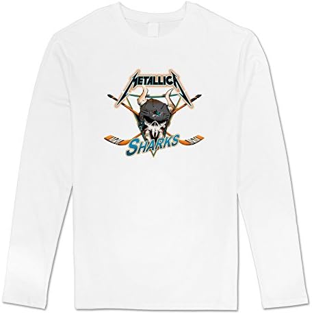 New Christmas Men's Metallica SHARKS Logo Long Sleeve Tee Shirts White M