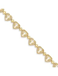 14k Diamond Cut Heart & Cross Bracelet