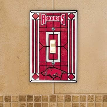 Arkansas Razorbacks Stained Glass Light Switch Cover-Art Glass