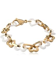 White Ceramic and Stainless Steel Bracelet, 7.5"