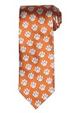 Clemson Tie Clemson University Orange Necktie with Tiger Paw Logo