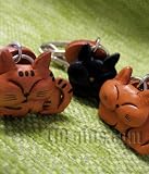 3D Tabby Cat Cell Phone Charms * SLEEPING * VANCA Craft Petit Mini Mascot Leather