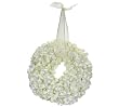 Hydrangea wreath small w/ ribbon in off white
