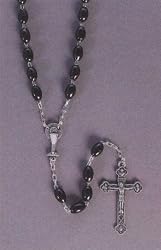First Communion Rosary with 5mm Black Oval-Shaped Beads - MADE IN ITALY