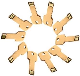 Enfain 512MB Flash Drive 10Pcs Metal Key Bulk USB 2.0 Memory Stick Pen Drive (Golden)
