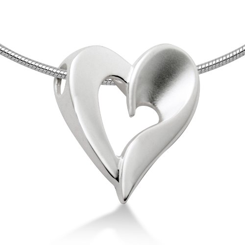 Miore Damen-Collier 925 Sterling-Silber Schlangenkette  Anh&auml;nger Herz teilweise matt MSM07 im Preisvergleich 