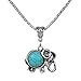 Yazilind Lovely Necklace Tibet Elephant Shape Round Rimous Turquoise Pendant Chain Jewelry Gift