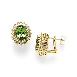 Peridot Earrings with Diamond in 14K Yellow Gold