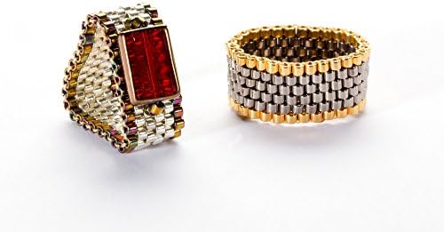 Ring designed with Japanese beads combined with gems. Brand new.