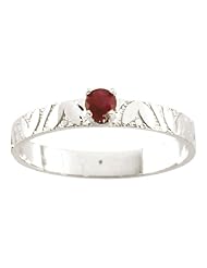 14K White Gold 3 MM Ruby Childrens Ring