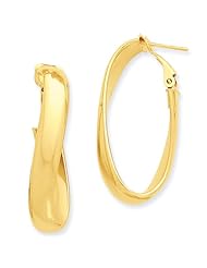 6mm, 14K Yellow Gold Twisted Oval Hoop Earrings, 35mm (1 3/8")