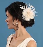 Wedding Hair Flower Clip, Feathers & Rhinestone 141