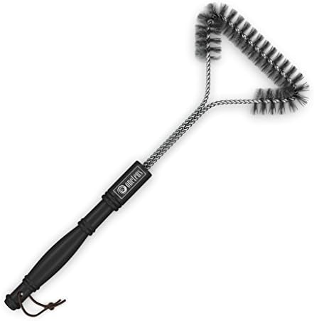 Grill Brush 18'' - Heavy Duty - One of the Best Grill Accessories & BBQ Essentials You Can Find - Great with Charcoal, Gas, Propane, or Smoke Grills, Especially Weber Grills - Impressive Gift for Men - Free BBQ Recipes Ebook Bonus - 1 Year No Hassle Money Back Guarantee