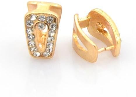 Pandahall 5pcs Brass Crystal Rhinestone Ice Pick Pinch Bails, Golden, 13x9x8mm, Hole: 5x10mm; Pin: 1mm