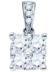 0.71 cttw 18k White Gold Diamond Cluster Pendant (Real Diamonds: 0.71 cttw)