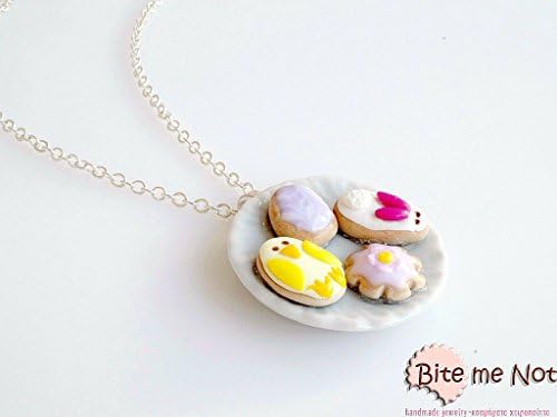 Easter Cookies Necklace, Easter Necklace, Miniature Cookies Necklace, Dollhouse Food, Easter Gift, Festive Necklace, Food Jewelry, Fake Food
