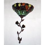 Exciting Lighting DS1006 Battery Powered Stained Glass LED Wallchiere Design Featuring Bright Tulips, Red, Yellow and Green