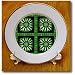Four forest green striped flowers with flower petal border - 8 Inch Porcelain Plate