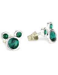 Disney "Mickey" Girls Sterling Silver May Birthstone Stud Crystal Earrings