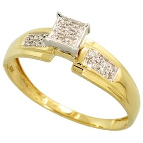 14k Gold Ladies’ Diamond Ring, w/ 0.12 Carat Brilliant Cut Diamonds, 3/16″ (5mm) wide thumbnail