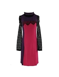 Lace Vintage Turtleneck Wool Mini Dress 