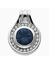 14K White Gold Round Cut Sapphire Pendant -- LIFETIME WARRANTY