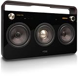 TDK T78532 3 Speaker Boombox Audio System (Mit 3 Lautsprechern, FM-Radio, Trendiges Design) schwarz