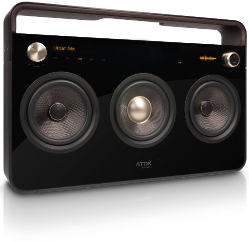 TDK T78532 3 Speaker Boombox Audio System (Mit 3 Lautsprechern, FM-Radio, Trendiges Design) schwarz