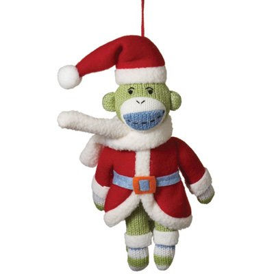 Genuine Monkeez Santa Sock Monkey Christmas Ornament