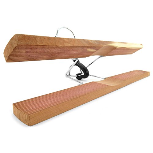 HANGERWORLD Pack of 10 Skirt and Pants Hangers with Clamp Clips, 10.6inch American Cedar Wood Hanger