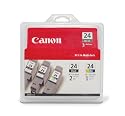 Canon BCI-24 Ink Cartridges Two Black/One Color -3 Pack (6881A039)