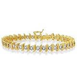 14K Yellow Gold 3 Carat Diamond Tennis Bracelet 7.5