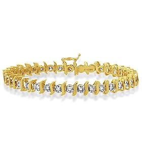 14K Yellow Gold 3 Carat Diamond Tennis Bracelet 7.5 by Netaya