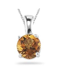 0.85 Cts Citrine Solitaire Pendant in 14K White Gold
