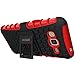Galaxy J3 Case, Galaxy Amp Prime Case, Galaxy Express Prime Case, OEAGO Tough Rugged Dual Layer Plastic Impact Defender Cover with Kickstand for Samsung J3 (2016) / Amp Prime/Express Prime - Red