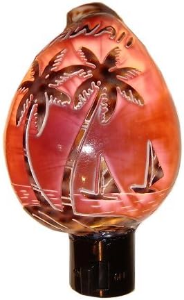Hand Carved Hawaiian Tiger Sea Shell Night Light From Hawaii