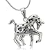 PammyJ Black Zebra with Clear Crystals Silvertone Pendant Necklace, 18