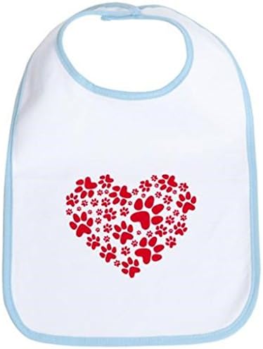 Whone Red Heart with Paws Animal Foodprint Pattern Bib Best for Baby's Dribble,Feeding and Spit ups