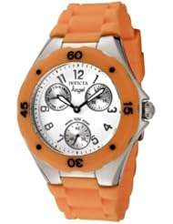 Invicta Womens 0696 Angel Collection Multi-Function Stainless Steel Orange Polyurethane Watch
