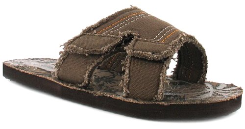 New Mens/Gents Brown Slip On Velcro Strap Fastening Sandals. - Brown - UK 8