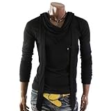 Doublju Mens Casual Unbalanced Neck T-shirts(UNN)