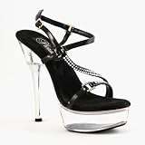 5 1/2 Inch Women's Sexy High Heel Shoes Stiletto Heel Platform With Rhinestones Black