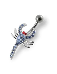 Lavender Gems Tiny Scorpion 925 Sterling Silver Belly jewelry with 14Gx3/8(1.6x10MM) 316L Surgical Steel Banana and 5MM Ball.