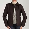 BGSD Women's Open Collar Leather Jacket